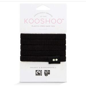 Kooshoo Hair Ties Organic Cotton Plastic-Free Black Set of 5 Black